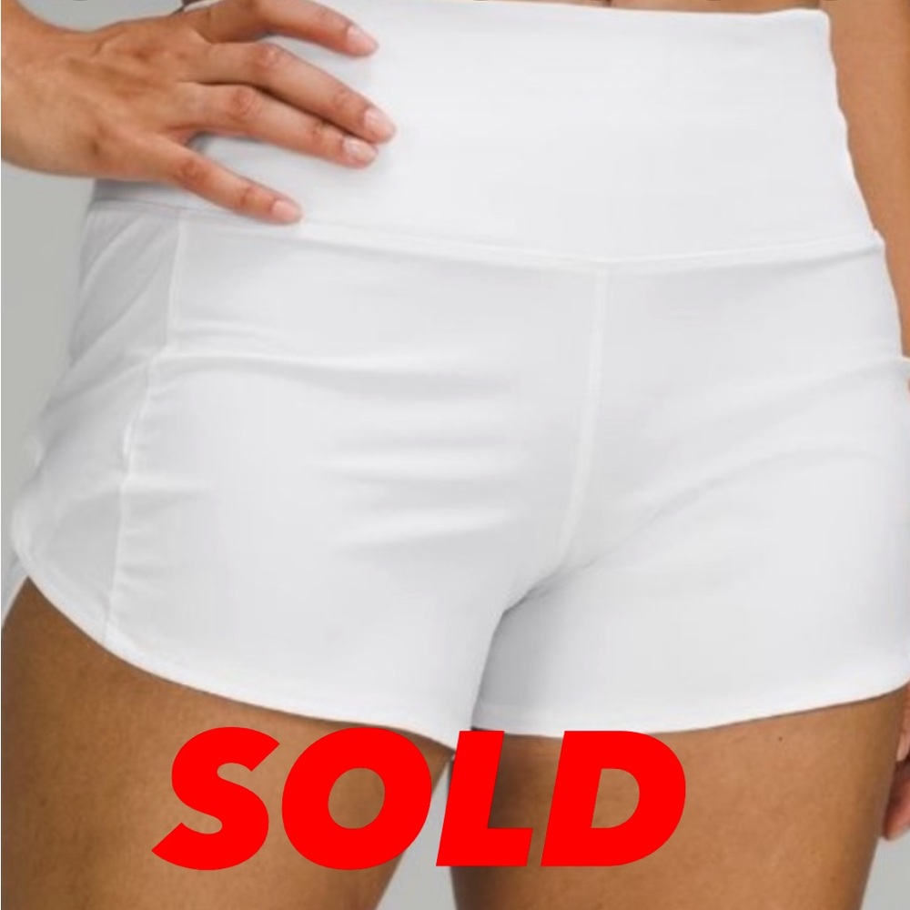 Lulu Lemon Speed Up High Rise Shorts 4”!!!! White and Brand new!!